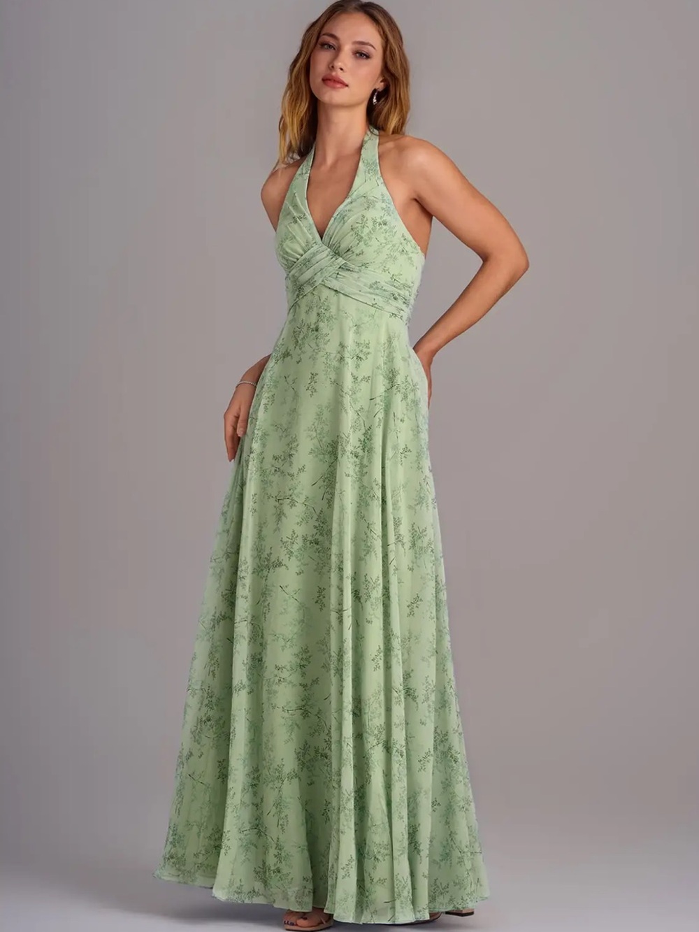 Azazie Tessie Green fern floral